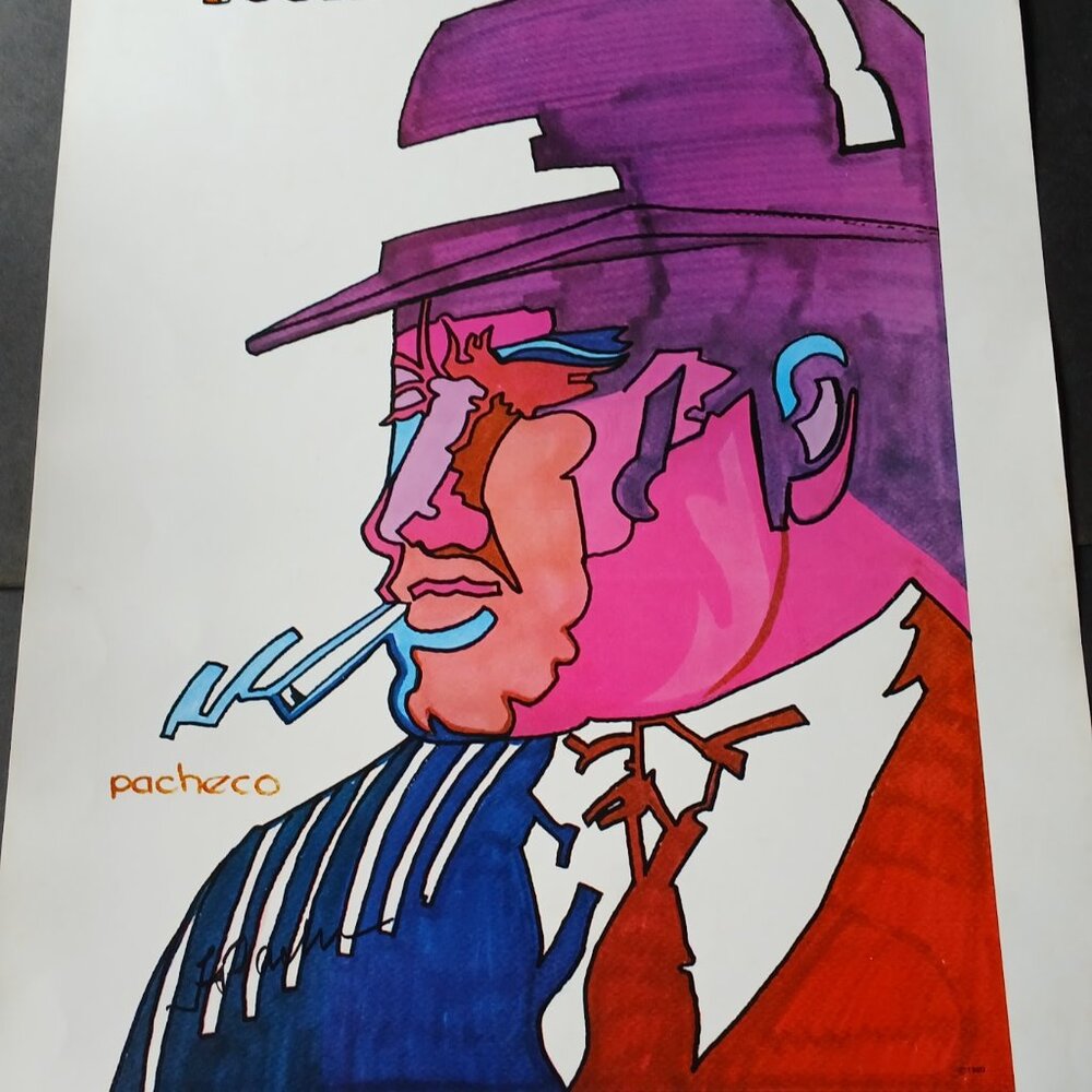Ferdie Pacheco "Bogie" Vintage signed print 1980 Humphrey Bogart